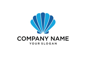 Blue Abstract Shell Logo Design for Company Branding