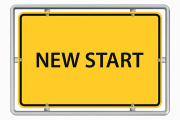 NEW START – yellow road sign