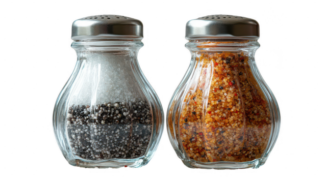 Glass salt and pepper shaker isolated on transparent background