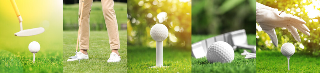 Playing golf. Collage of pictures. Sport and leisure