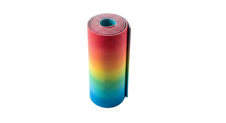 Rolled up rainbow colored exercise mat, great for the gym and yoga. Perfect for daily use, easy to move and store.