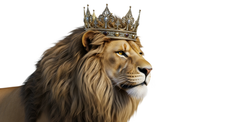 A majestic lion with a regal crown, embodying leadership and strength. Symbolic of power and dignity in the animal kingdom.