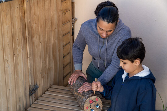 Catalonian Tio de Nadal tradition with family
