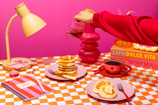 Pancake breakfast with a girly pink theme