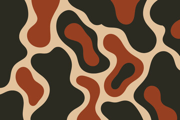 Dark Organic Camouflage Seamless Pattern Brown Black and Beige