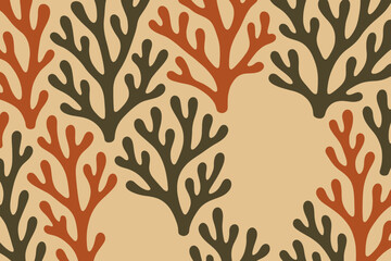 Seamless Retro Coral Branch Pattern Abstract Nature Background