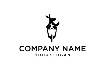 Kangaroo and Joey Wine Logo Design with Bottle and Glass Negative Space