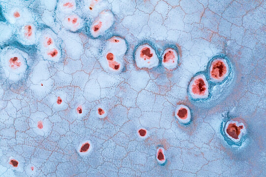 Abstract red salines in La Puna landscape, Argentina