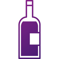 Purple glass bottle with white label and transparent background illustration for beverage and drinks
