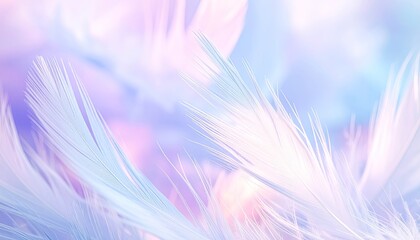 Close-up of delicate pastel feathers with a soft, dreamy, ethereal glow