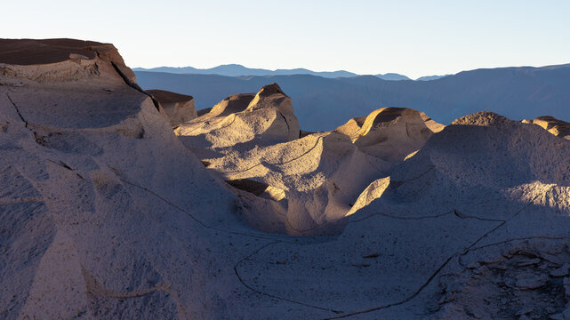 Pumice fields stone at sunset in Argentina