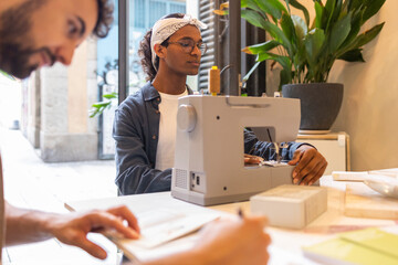 Creative teamwork in a modern coworking space