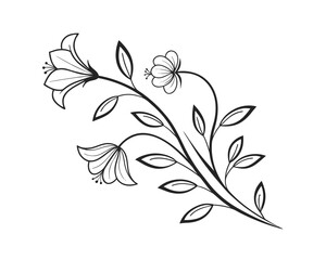 Elegant Floral Vector Illustration with Blooming Lilies and Delicate Leaves for Wedding Invitations and Stationery Design Projects