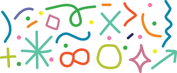Creative Hand Drawn Doodle Shapes Set — Bold Grunge Brush Circles, Arrows, Infinity Signs, and Playful Vector Lines
