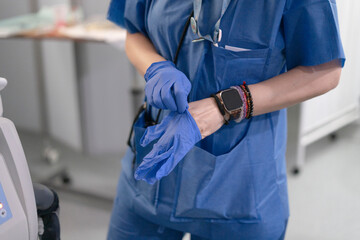Nurse preparing in the ICU for a critical care shift