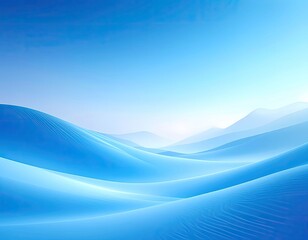 Tranquil landscape of surreal blue sand dunes under a soft, clear sky