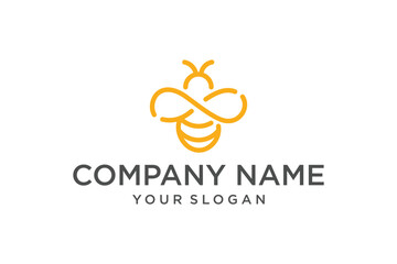 Minimalist Line Art Honey Bee Logo Design for Business Branding