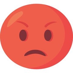 Red Angry Face Emoji Expressing Frustration And Displeasure With Furrowed Brow And Tense Mouth On White Background With Transparent Background
