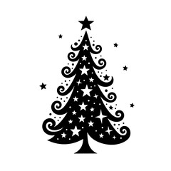 Christmas Tree Silhouette with Stars Vector Illustration

 

 
