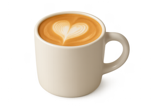 Coffee latte drink with heart shape latte art