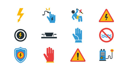 Electrical safety symbols and precautions for workplace and home environments