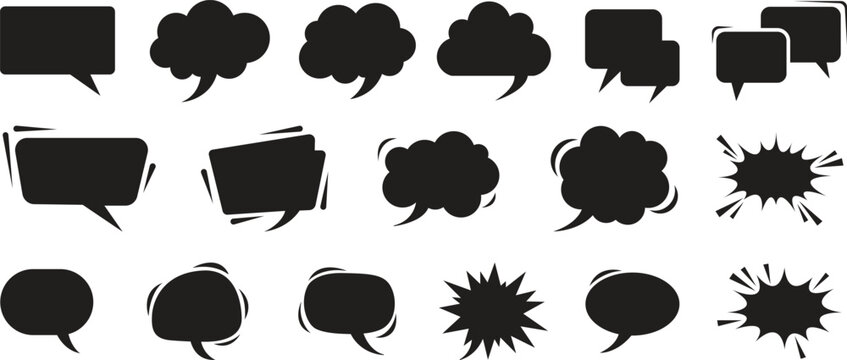 Speech bubble icon set comic dialogue shape vector