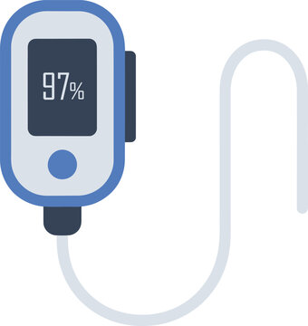 Fingertip pulse oximeter medical device illustration with digital display