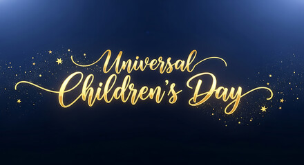 Celebrate universal childrens day with golden text effect