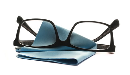 Black glasses isolated on white background, clipping path	 