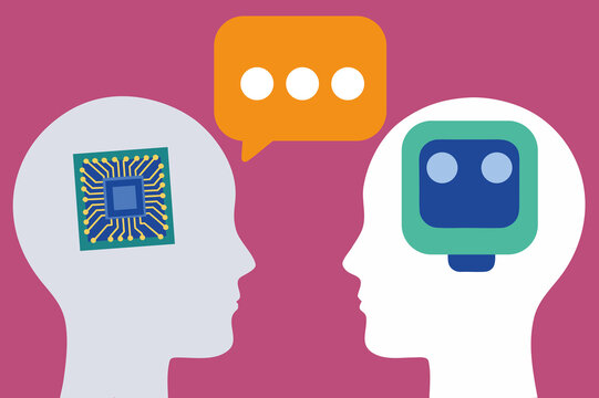 Technology and human connection illustrated with digital communication concepts