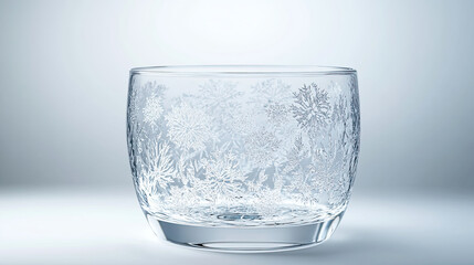 beautifully crafted glass cup featuring intricate snowflake patterns, perfect for adding touch of elegance to any setting. Ideal for festive occasions or as decorative piece