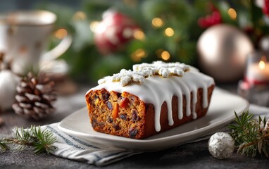 A white cake with a white frosting and a white plate