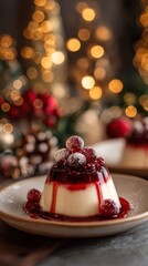 A dessert with berries on top of it