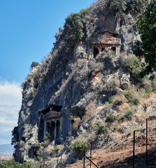T&uuml;rkiye. Fethiye. Rock Tombs of Amyntas. Ancient Lycian rock-cut tombs