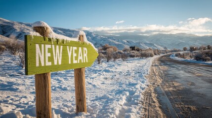 Fototapeta na wymiar new year's sign in snowy landscape