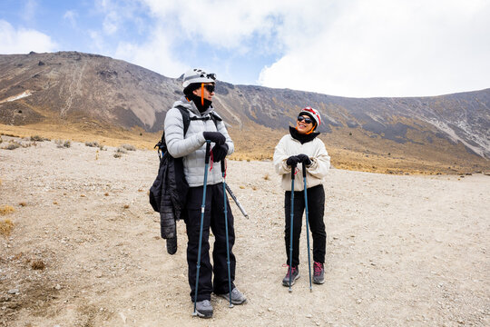 Mountaineering group enjoying a mountain trek