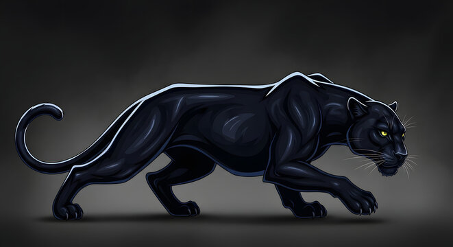black panther on black background - Powered by Adobe