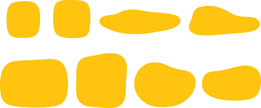 Abstract Yellow Shapes A Collection of Rounded Rectangles, Squares, and Organic Forms