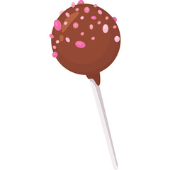 Round Chocolate Cake Pop With Pink Sprinkles On A White Stick Isolated On Transparent Background Sweet Dessert Treat