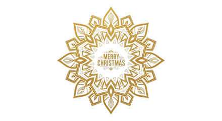 Fototapeta premium Elegant golden mandala design with merry christmas text in the center on a white background