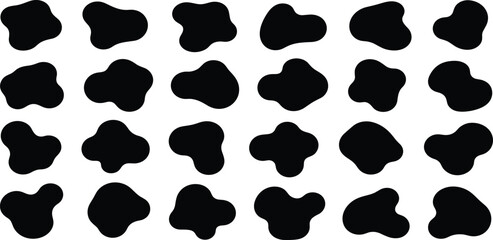 Fototapeta premium Abstract black shapes on a white background, representing various organic forms in a repetitive pattern