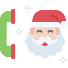 Santa Claus Icon with Green Telephone Handset Isolated on Transparent Background Festive Holiday Communication Concept