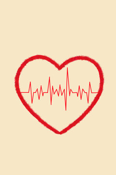 Valentine heartbeat illustration with red heart design