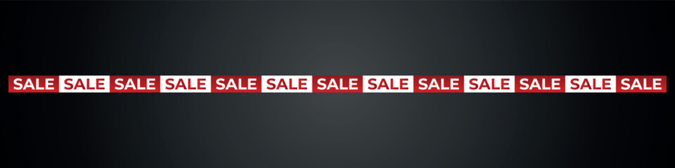Red and white SALE banner ribbon repeated seamless strip design for discount promotion and retail marketing. Bright sale label pattern for advertising offers, shopping events, special deals