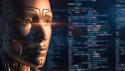 Futuristic AI Analyzing Code