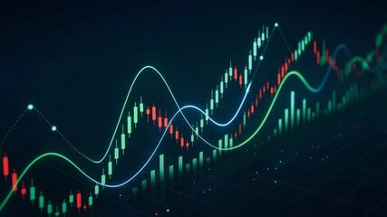 Colorful stock market graph showing dynamic financial trends and data analysis in a digital format for investment insights. - Powered by Adobe