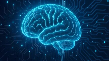 A futuristic digital brain illustration showcasing neural connections and circuits of technology. - Powered by Adobe