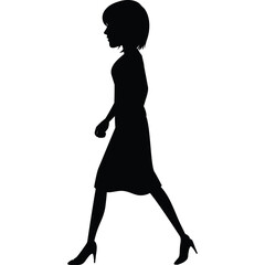 Fototapeta premium Silhouette of a Woman in a Dress and High Heels Walking Confidently with a Transparent Background