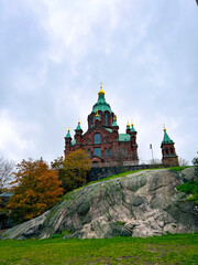 Fototapeta premium High-quality drone and street-level images of Helsinki, Finland, showing the city’s landmarks, harbor, and architectural details in natural northern light.
