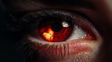 Fiery Red Eye Close-Up